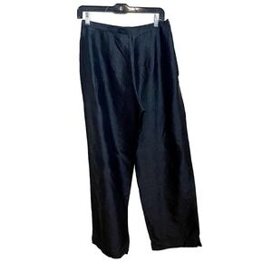 Kathleen Sommers Straight Ankle Pants Womens 12 Black Silk High Rise Vintage USA